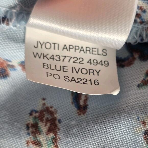 Blue Floral Boho Dress Sz Large BOG Collective Blue Mini Casual Cottage Romantic - Picture 7 of 9